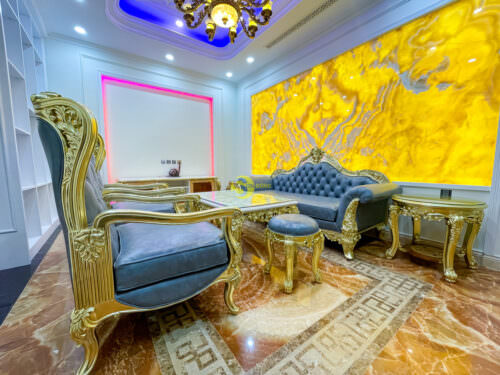 Bộ sofa bọc da bò ý 8 món gỗ beach