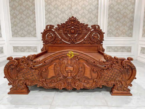 Giường ngủ cổ điển gỗ gõ đỏ VIP – GN0663