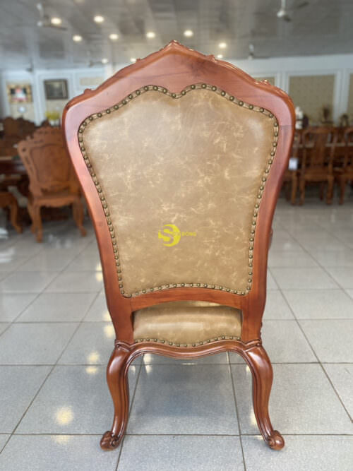 Ghế ăn bọc da bò xịn gỗ beach - GA606