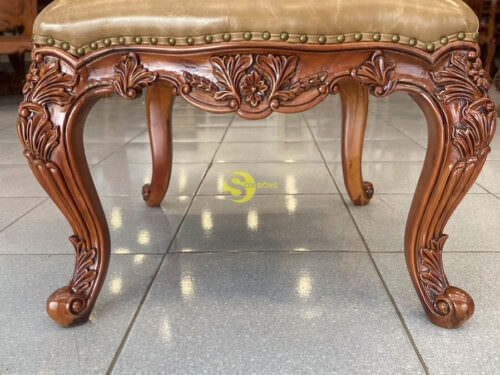 Ghế ăn bọc da bò xịn gỗ beach - GA606