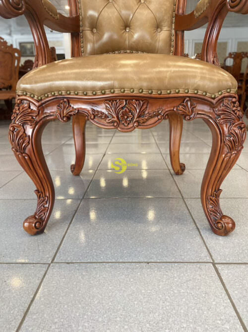 Ghế ăn bọc da bò xịn gỗ beach - GA606