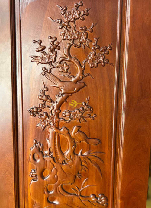 Bộ bình phong tứ quý gõ đỏ 4 tấm LT068 - Ảnh 6