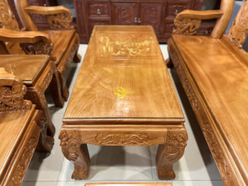 Bộ bàn ghế gỗ gõ đỏ tay rồng đào tựa liền 6 món tay 12 BBG658 - Hình ảnh 8