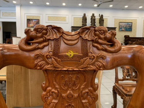 Bộ bàn ghế hương đá Quốc voi mặt khung tranh 6 món tay 12 BBG639 - Hình ảnh 7