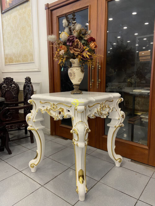 Đôn trang trí Sơn trắng dát vàng 760x760x890 - DTT201 - Hình ảnh 8