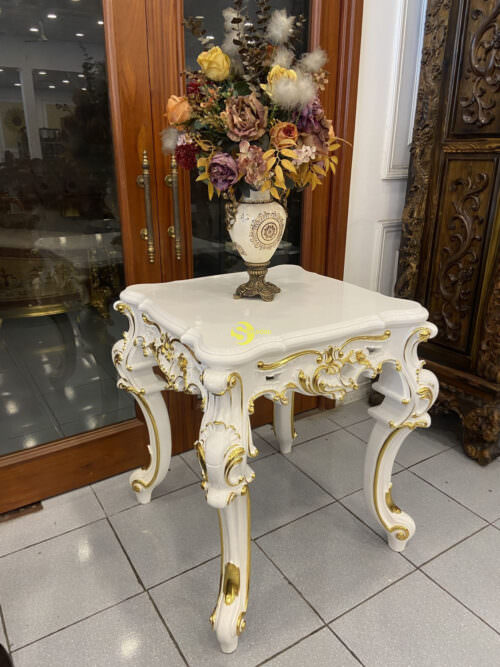 Đôn trang trí Sơn trắng dát vàng 760x760x890 - DTT201 - Hình ảnh 4
