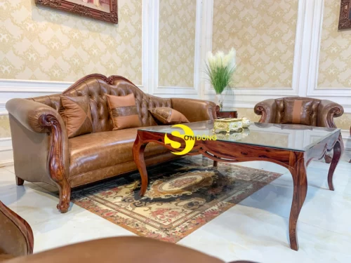 Bộ sofa cẩm lai tân cổ điển 7 món BBG4570 - Ảnh 11