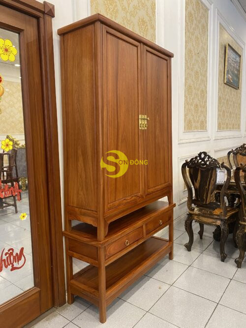 Tủ trưng bày gõ đỏ 1.17x1.97x41-TTB203 - Hình ảnh 7