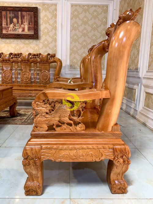 Bộ bàn ghế chạm đào tay lân 10 món tay 14 – BBG2710 - Hình ảnh 12