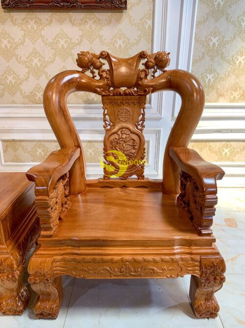 Bộ bàn ghế chạm đào tay lân 10 món tay 14 – BBG2710 - Hình ảnh 13