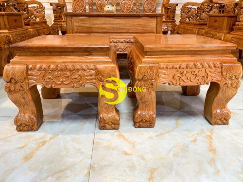 Bộ bàn ghế chạm đào tay lân 10 món tay 14 – BBG2710 - Hình ảnh 10