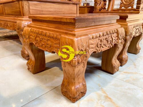 Bộ bàn ghế chạm đào tay lân 10 món tay 14 – BBG2710 - Hình ảnh 6