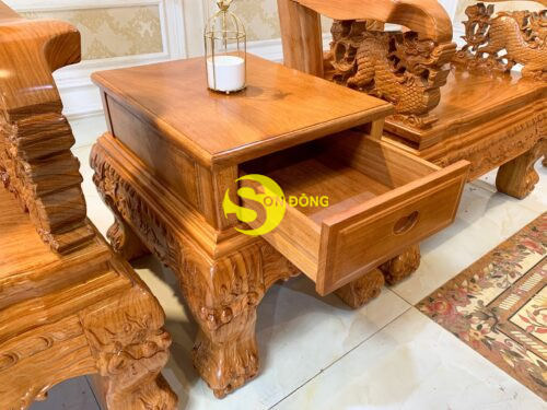 Bộ bàn ghế chạm đào tay lân 10 món tay 14 – BBG2710 - Hình ảnh 9