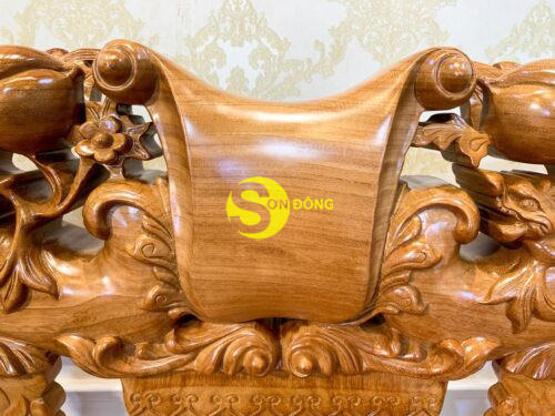 Bộ bàn ghế chạm đào tay lân 10 món tay 14 – BBG2710 - Hình ảnh 3