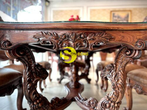 Bàn ăn Louis Fidia cổ điển gỗ Cẩm Lai sang trọng - Ảnh 12