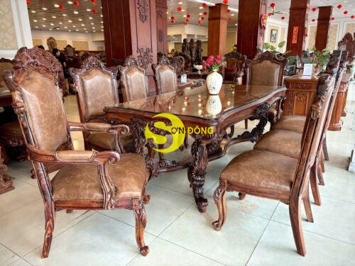 Bàn ăn Louis Fidia cổ điển gỗ Cẩm Lai sang trọng - Ảnh 14