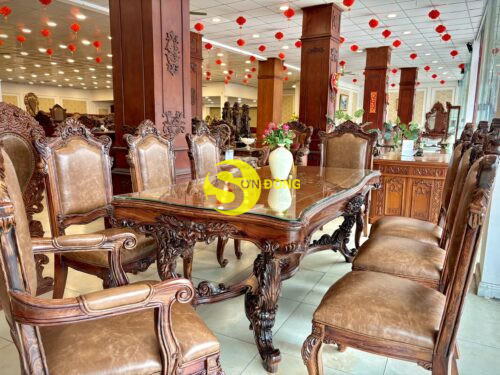 Bàn ăn Louis Fidia cổ điển gỗ Cẩm Lai sang trọng - Ảnh 11