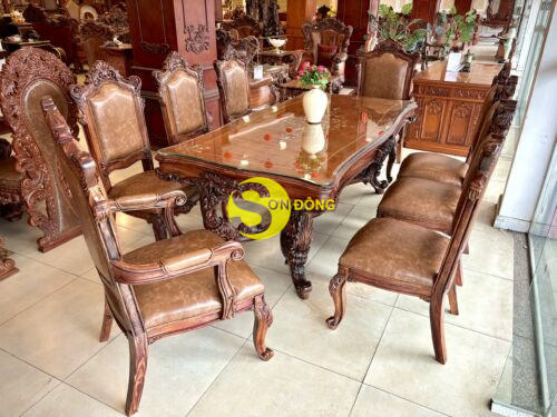 Bàn ăn Louis Fidia cổ điển gỗ Cẩm Lai sang trọng - Ảnh 5