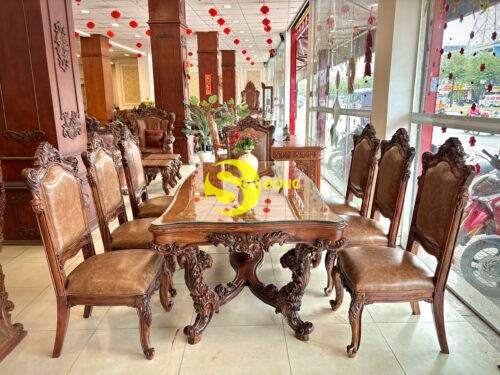 Bàn ăn Louis Fidia cổ điển gỗ Cẩm Lai sang trọng - Ảnh 3
