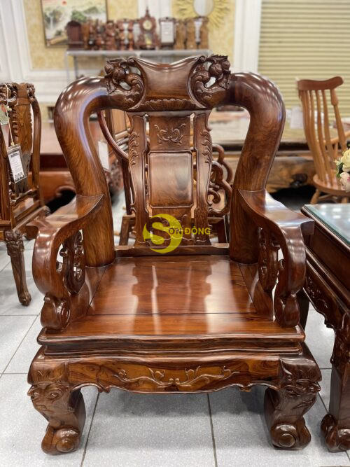Bộ bàn ghế cẩm lai chạm đào tay 12,6 món BBG425 - Ảnh 4