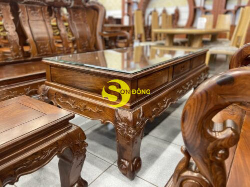 Bộ bàn ghế cẩm lai chạm đào tay 12,6 món BBG425 - Ảnh 9