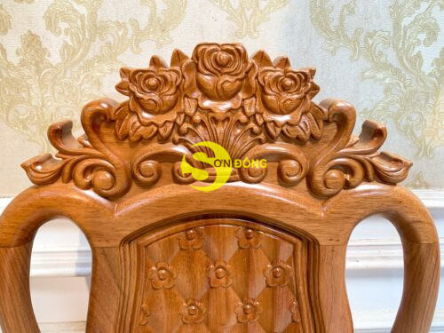 Bộ bàn ăn gõ đỏ 8 ghế chạm tựa hoa mai bàn lượn-BBA2228L 19 Bo ban an go do 8 ghe cham tua hoa mai ban luon 10