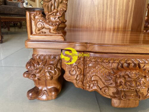 Bàn thờ ông địa 70 gõ đỏ không hộp đèn rồng đứng siêu VIP SD376D - Hình ảnh 7