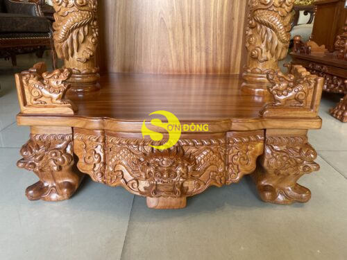 Bàn thờ ông địa 70 gõ đỏ không hộp đèn rồng đứng siêu VIP SD376D - Hình ảnh 2