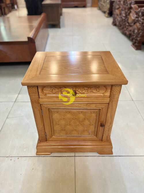 Tủ đầu giường gõ đỏ hoa mai TDG205 - Ảnh 6