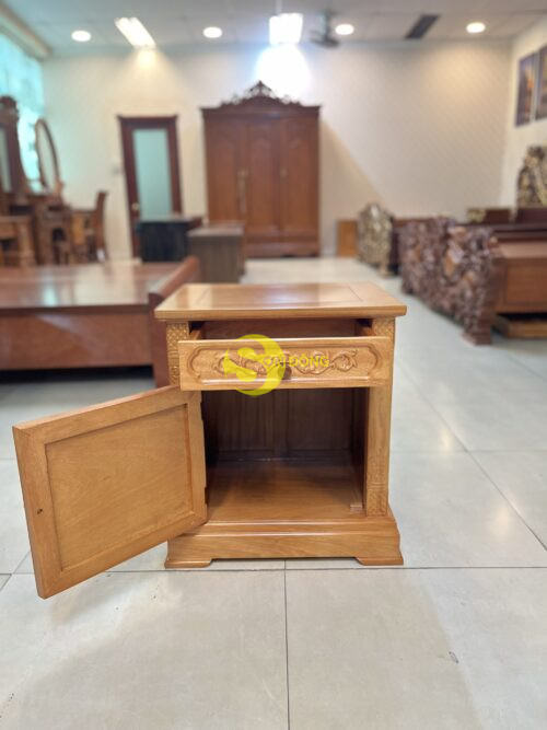 Tủ đầu giường gõ đỏ hoa mai TDG205 - Ảnh 2