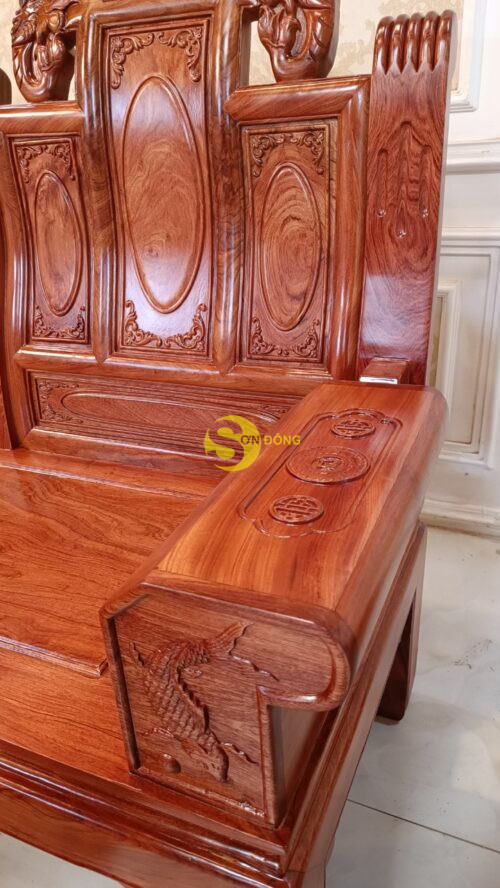 Bộ bàn ghế kim tượng trấn quốc tựa hoa gỗ hương đá 6 món-BBG776 - Ảnh 8