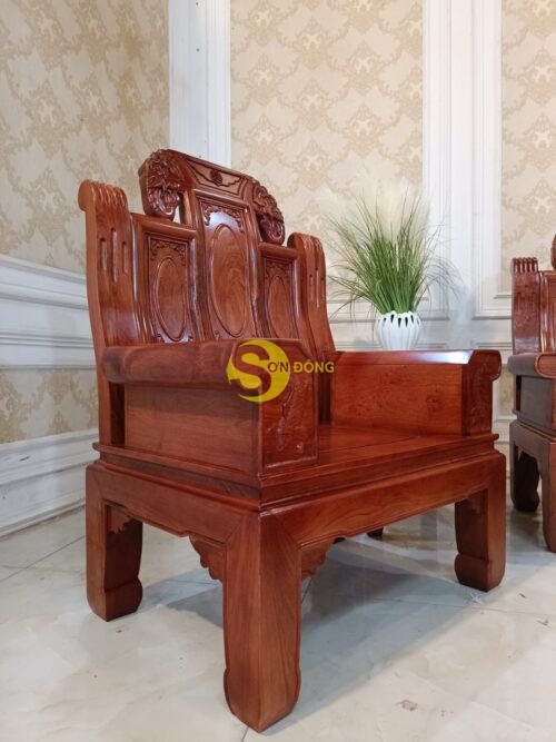 Bộ bàn ghế kim tượng trấn quốc tựa hoa gỗ hương đá 6 món-BBG776 - Ảnh 2