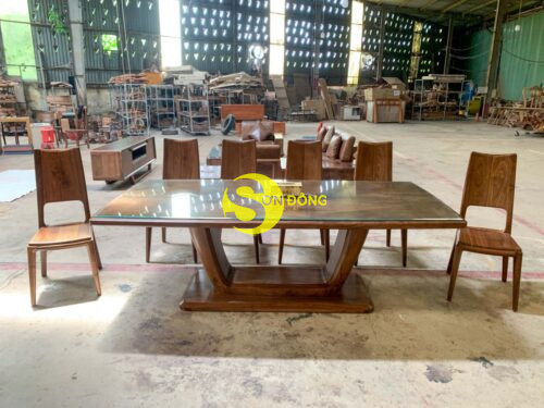 Bộ bàn ăn hiện đại 10 ghế, gỗ óc chó BBA701 - Ảnh 2