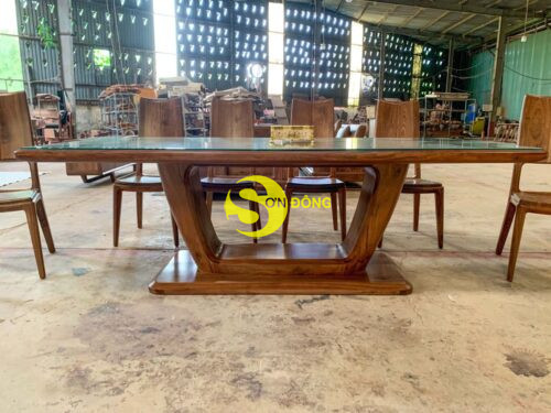 Bộ bàn ăn hiện đại 10 ghế, gỗ óc chó BBA701 - Ảnh 5