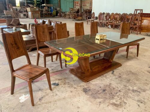 Bộ bàn ăn hiện đại 10 ghế, gỗ óc chó BBA701 - Ảnh 4