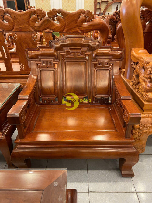 Bộ bàn ghế triện mây gỗ giáng hương Lào xịn 6 món chân 12 BBG497 - Hình ảnh 5