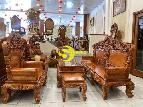 Bộ bàn ghế hoàng gia hoa hồng hương đá chân 12, 6 món BBG385 - Ảnh 2