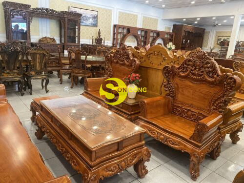 Bộ bàn ghế hoàng gia hoa hồng hương đá chân 12, 6 món BBG385 - Ảnh 3