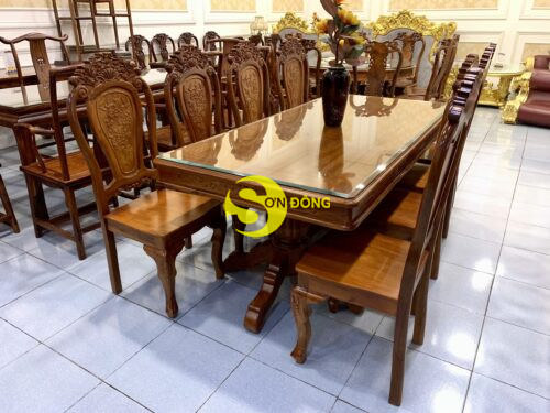 Bộ Bàn ăn căm xe 8 ghế chữ lộc bàn vuông BBA1268V - Ảnh 5