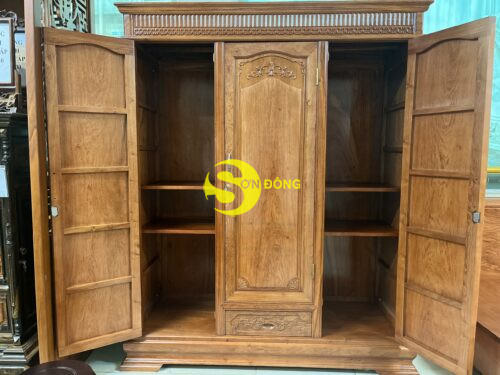 Tủ quần áo hương đá 3 buồng 3 cánh 1.75m nóc bằng TQA310 - Hình ảnh 5