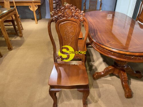 Bộ Bàn ăn căm xe 8 ghế chữ lộc, bàn ovan BBA1258B - Ảnh 11