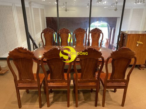 Bộ Bàn ăn căm xe 8 ghế chữ lộc, bàn ovan BBA1258B - Ảnh 6