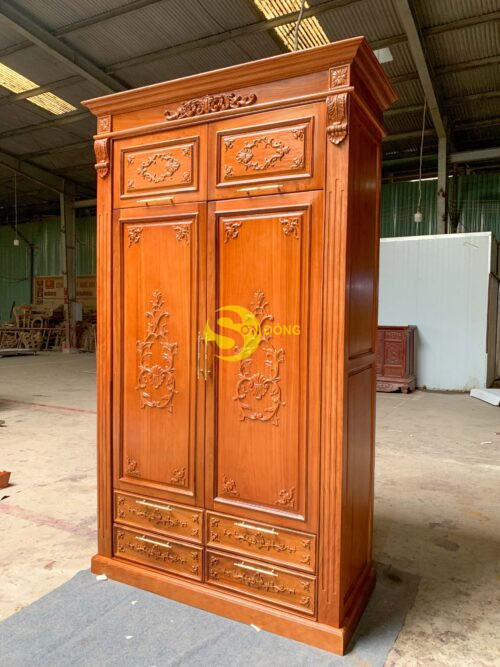 Tủ quần áo 2630*1470*630 gỗ gõ đỏ- TQA203 - Ảnh 2