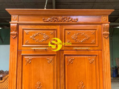 Tủ quần áo 2630*1470*630 gỗ gõ đỏ- TQA203 - Ảnh 5