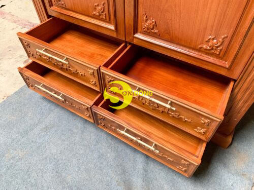 Tủ quần áo 2630*1470*630 gỗ gõ đỏ- TQA203 - Ảnh 6