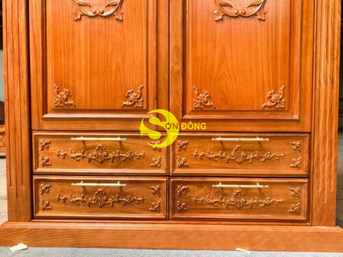 Tủ quần áo 2630*1470*630 gỗ gõ đỏ- TQA203 - Ảnh 7