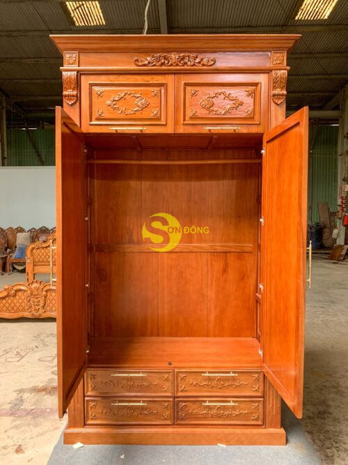 Tủ quần áo 2630*1470*630 gỗ gõ đỏ- TQA203 - Ảnh 9