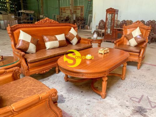 Bộ sofa tân cổ điển Lusso tựa cong gỗ Gõ Đỏ - BBG2562 - Ảnh 12