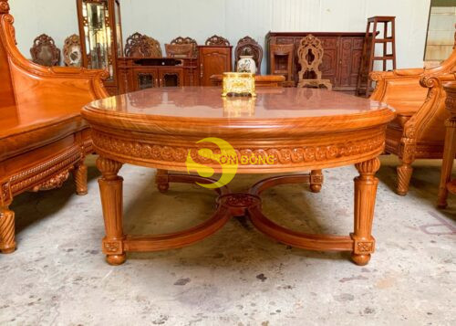 Bộ sofa tân cổ điển Lusso tựa cong gỗ Gõ Đỏ - BBG2562 - Ảnh 7
