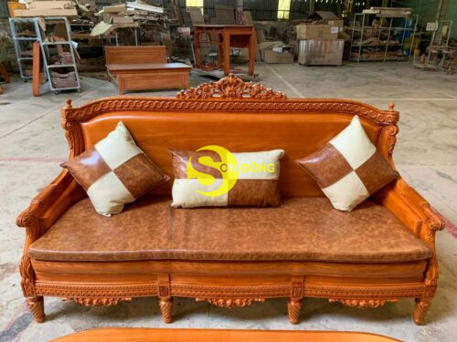Bộ sofa tân cổ điển Lusso tựa cong gỗ Gõ Đỏ - BBG2562 - Ảnh 4